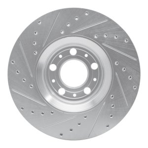 Volvo XC90 Brake Rotor (1) - Front Right - R1 Concepts - Drilled & Slotted - Silver - `03-`09